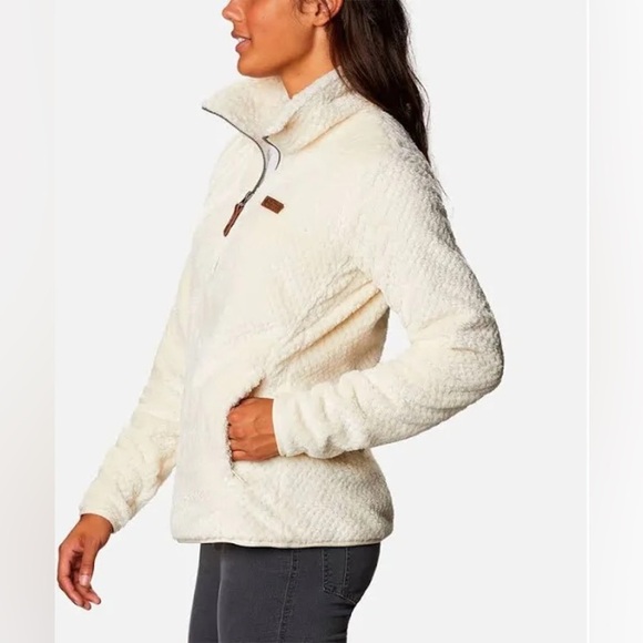 Columbia Fireside 1/4 Zip Sherpa Fleece Pullover Off White Chalk Color - Picture 3 of 13